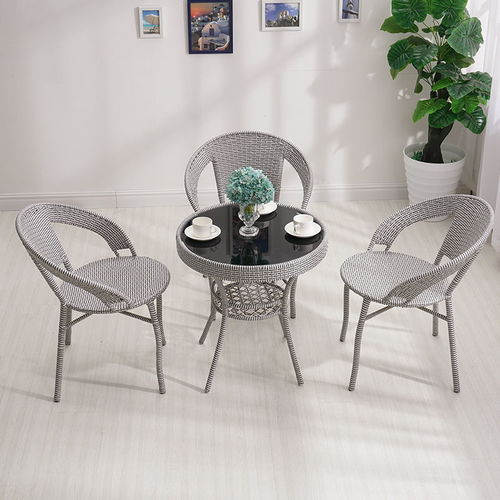 藤椅三件套陽臺(tái)戶外小茶幾桌椅組合簡約休閑室外庭院藤椅子靠背椅