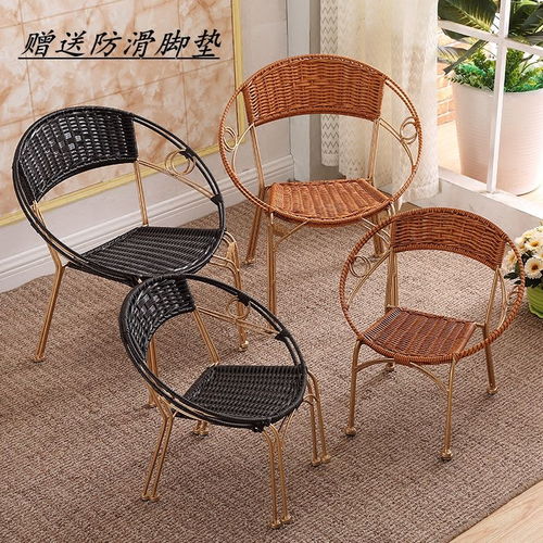 藤椅單人靠背椅編織兒童小藤椅子成人家用滕椅陽臺(tái)椅子室外騰椅