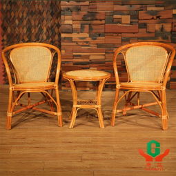 廣益 藤家具 藤編椅子茶幾 戶外三件套 陽臺(tái)休閑藤椅組合 v84